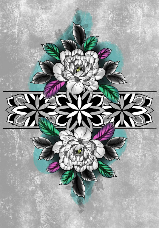 Peony/Mandala Print